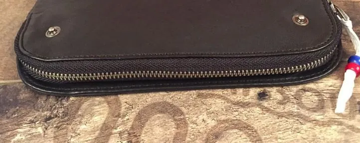 Genuine Leather Mens Cool billfold Long Leather Wallet Men Small Wallets Bifold for Men