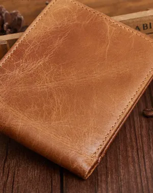 Genuine Leather Mens Wallet Cool billfold Slim Bifold Wallet Card Coin Holder Wallet Purse for Mens