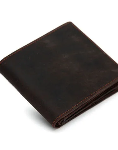 Genuine Leather Mens Wallet Cool billfold Slim Bifold Wallet Card Wallet Purse for Mens