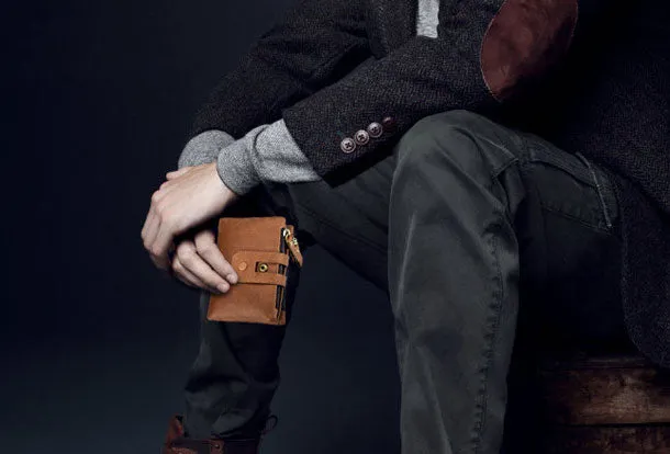 Genuine Leather Mens Zip Wallet Cool billfold Slim Bifold Wallet Card Wallet Purse for Mens