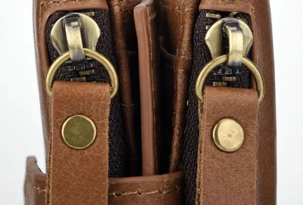 Genuine Leather Mens Zip Wallet Cool billfold Slim Bifold Wallet Card Wallet Purse for Mens