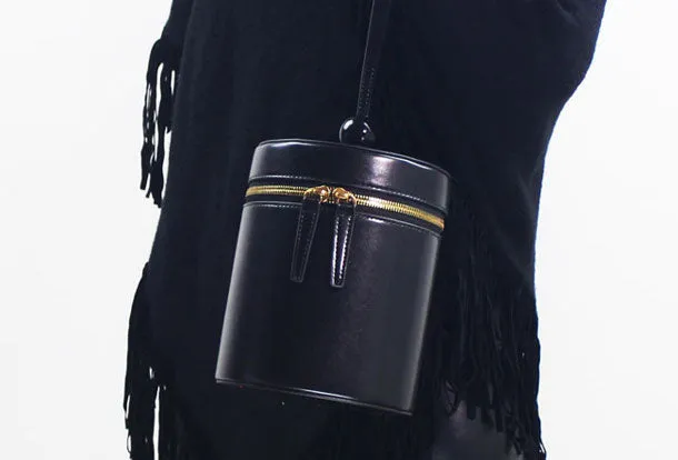 Genuine Leather round circle clutch purse handbag Wristlet bag for women leather