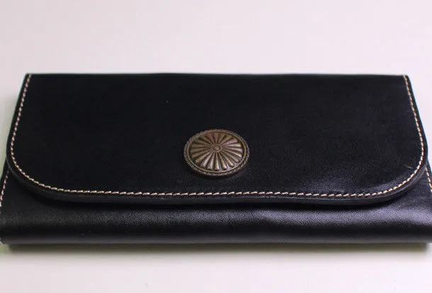 Genuine leather trifold clutch purse long wallet purse clutch zip men women