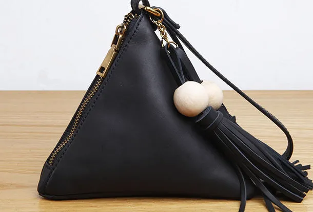 Genuine Leather Trigone Coin Key Wallet Zipper Clutch Wallet Triangle Coin Change Wallet Purse For Women