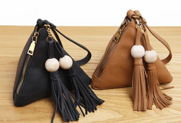 Genuine Leather Trigone Coin Key Wallet Zipper Clutch Wallet Triangle Coin Change Wallet Purse For Women