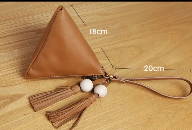 Genuine Leather Trigone Coin Key Wallet Zipper Clutch Wallet Triangle Coin Change Wallet Purse For Women