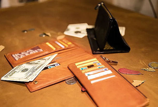 Genuine Leather Wallet Clutch Zip Cards Wallet Long Wallet Befold Wallet For Men Women