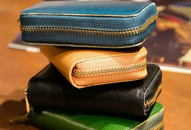 Genuine Leather Wallet Zipper Cards Wallet billfold Leather Wallet Befold Wallet For Men Women