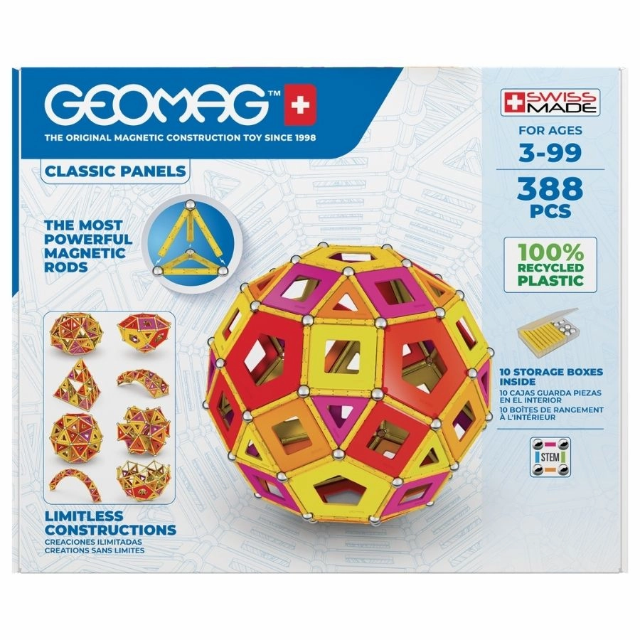 Geomag - Masterbox Recycled Plastic Panels Warm Colours 388 Pieces