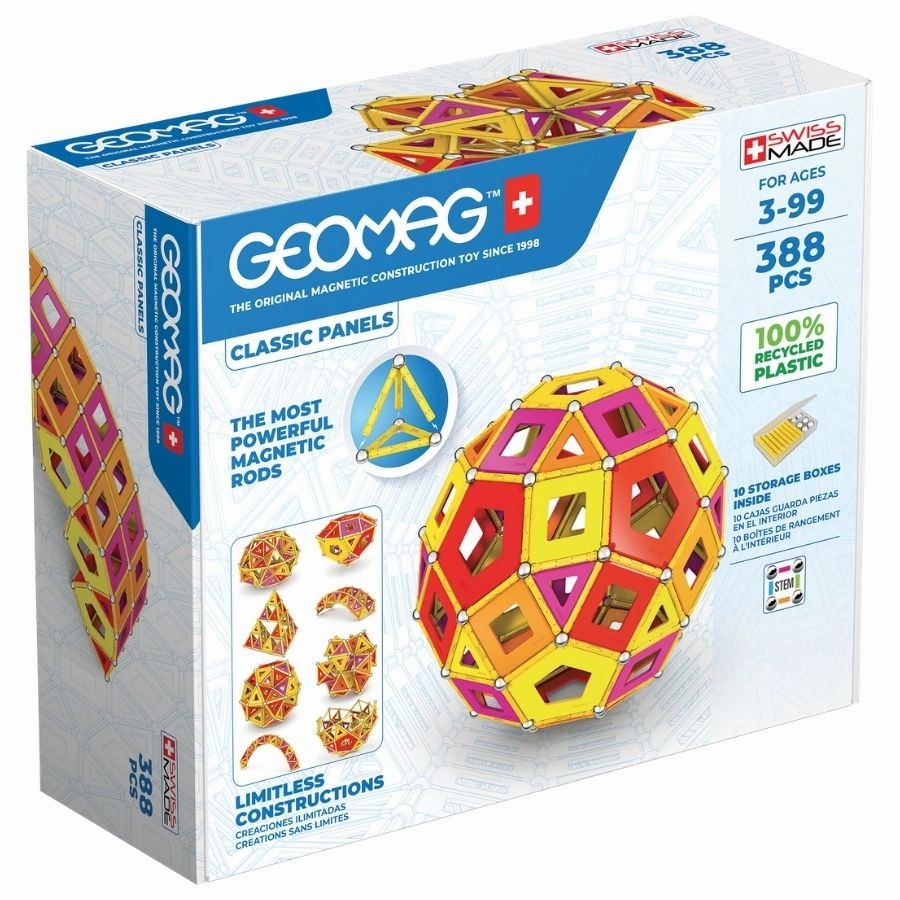 Geomag - Masterbox Recycled Plastic Panels Warm Colours 388 Pieces