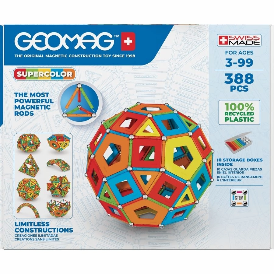 Geomag - Masterbox Recycled Plastic Supercolour Panels 388 Pieces