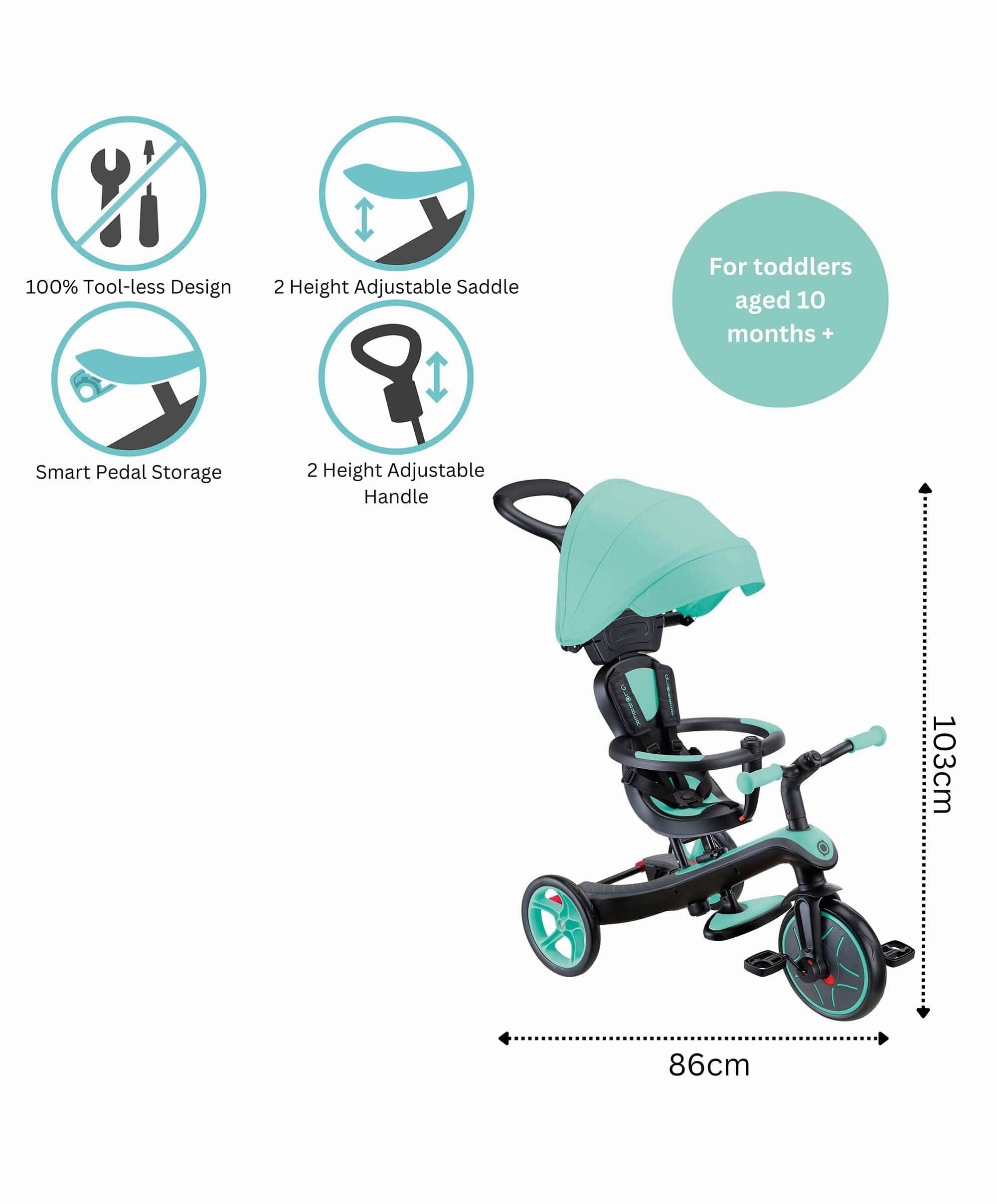 Globber Explorer Trike 4 in 1 - Mint