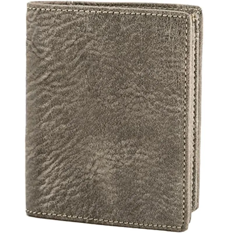 Gray Cool Leather Mens Small Wallet Bifold Vintage Slim billfold Wallet for Men