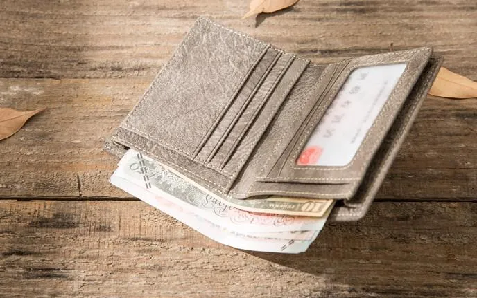 Gray Cool Leather Mens Small Wallet Bifold Vintage Slim billfold Wallet for Men