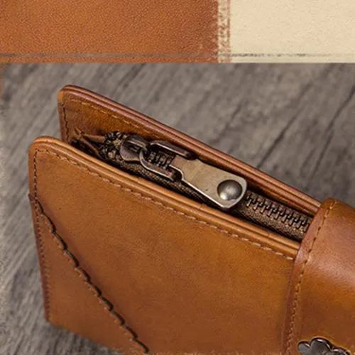 Grey Vintage Womens Leather Bifold Long Wallet Tan Phone Clutch Purse for Ladies