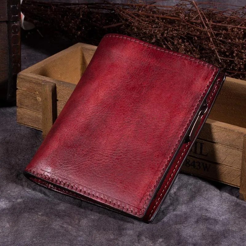 Grey Vintage Womens Leather Bifold Slim Brown Small Wallet BLue billfold Wallet Purse for Ladies