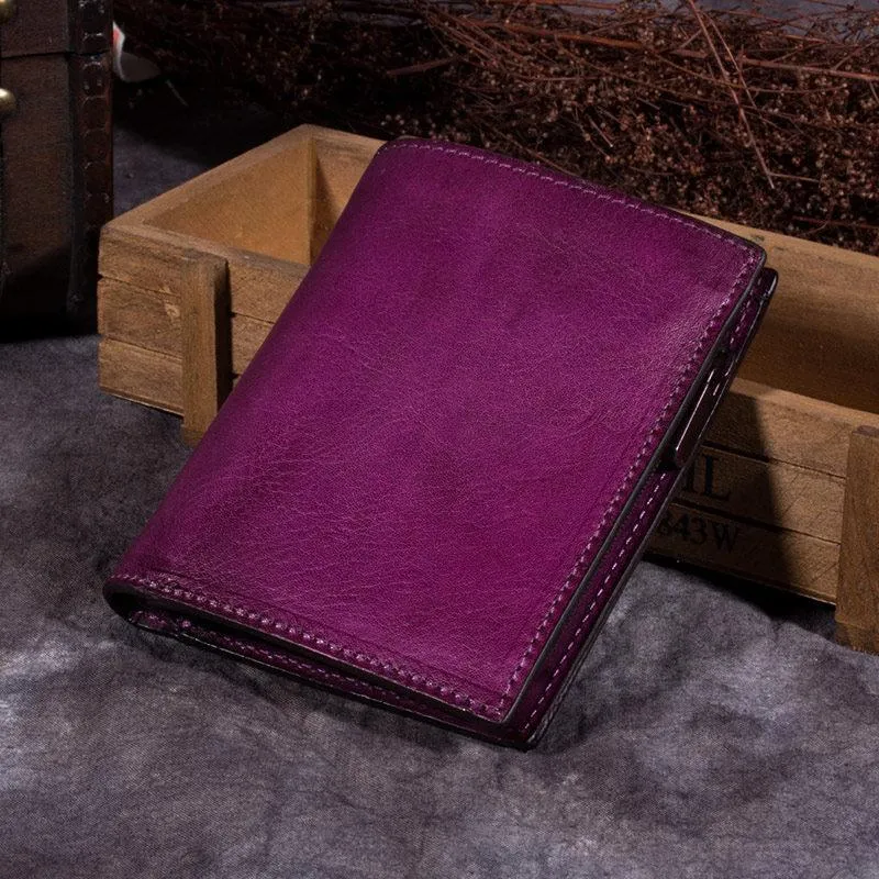 Grey Vintage Womens Leather Bifold Slim Brown Small Wallet BLue billfold Wallet Purse for Ladies