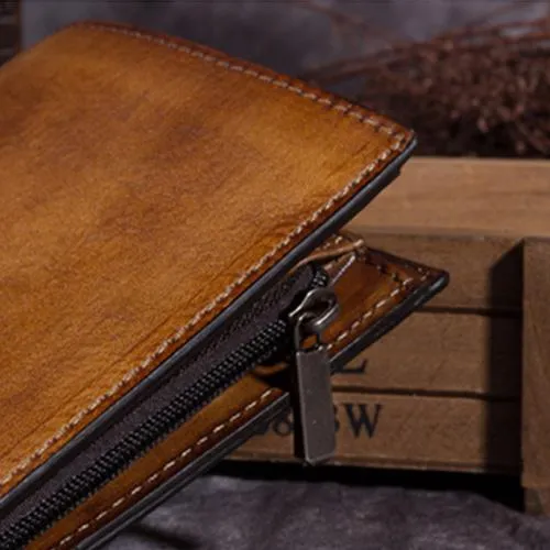 Grey Vintage Womens Leather Bifold Slim Brown Small Wallet BLue billfold Wallet Purse for Ladies