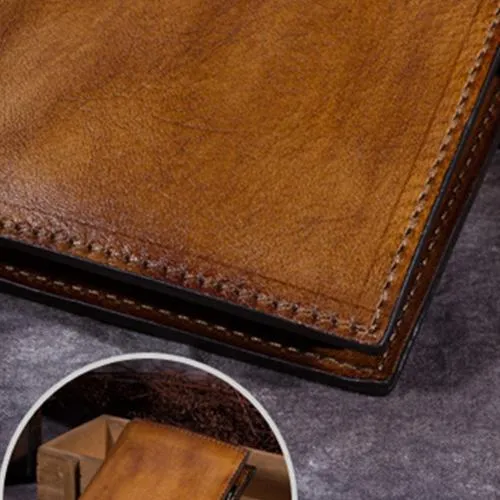 Grey Vintage Womens Leather Bifold Slim Brown Small Wallet BLue billfold Wallet Purse for Ladies