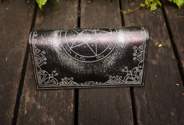 Handcraft vintage distress magic leather hand dyed long wallet for men/women