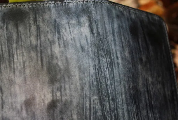 Handcraft vintage distress raining leather hand dyed long wallet for men/women
