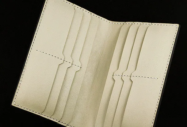 Handmad eleather men wallet floral carved leather custom long wallet w/card holders for men/women