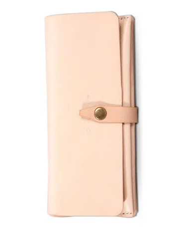 Handmade beige modern minimalist leather phone clutch long wallet for women