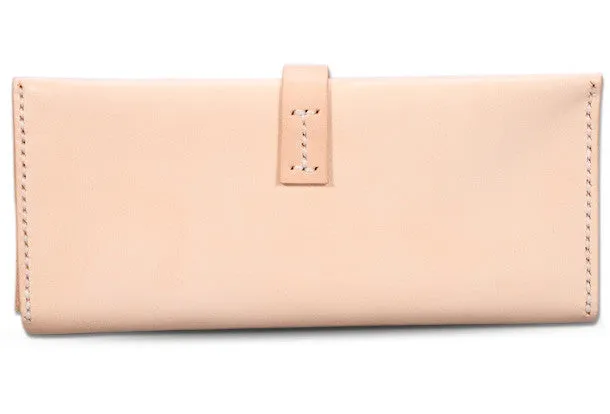 Handmade beige modern minimalist leather phone clutch long wallet for women