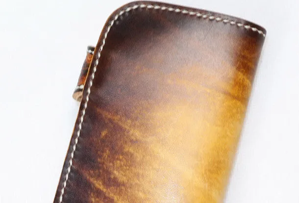 Handmade biker trucker wallet leather chain men eagle carved tooled wallet