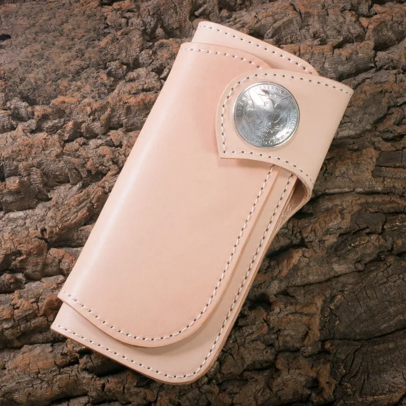 Handmade Biker Wallet beige Leather Biker Wallet with Chain Bifold Long Wallet for Men
