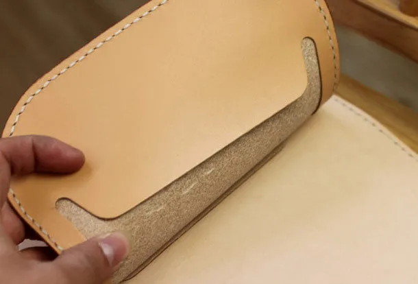 Handmade Biker Wallet beige Leather Biker Wallet with Chain Bifold Long Wallet for Men