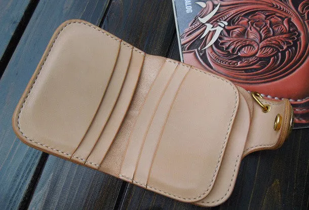Handmade biker wallet trucker wallet Small chain wallet leather leather billfold wallet for men