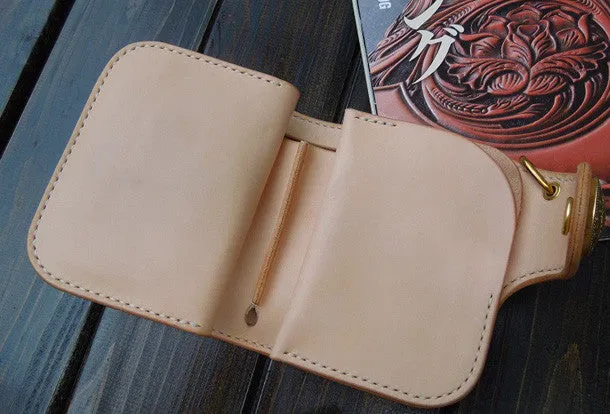 Handmade biker wallet trucker wallet Small chain wallet leather leather billfold wallet for men