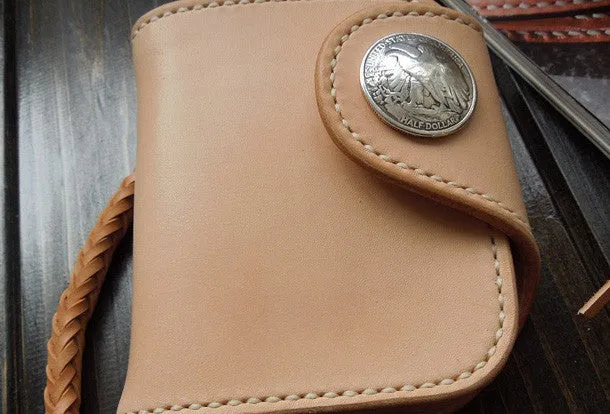 Handmade biker wallet trucker wallet Small chain wallet leather leather billfold wallet for men