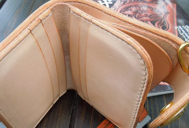 Handmade biker wallet trucker wallet Small chain wallet leather leather billfold wallet for men