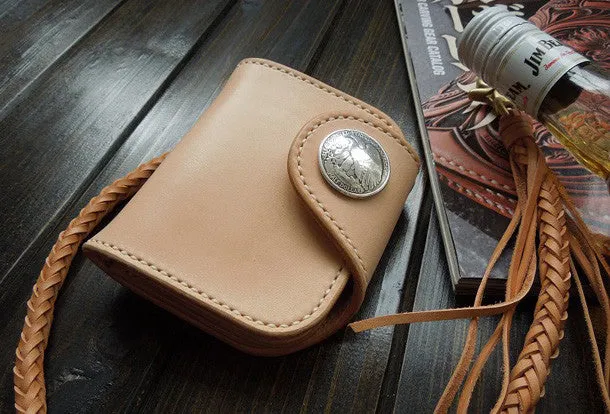 Handmade biker wallet trucker wallet Small chain wallet leather leather billfold wallet for men