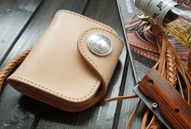 Handmade biker wallet trucker wallet Small chain wallet leather leather billfold wallet for men