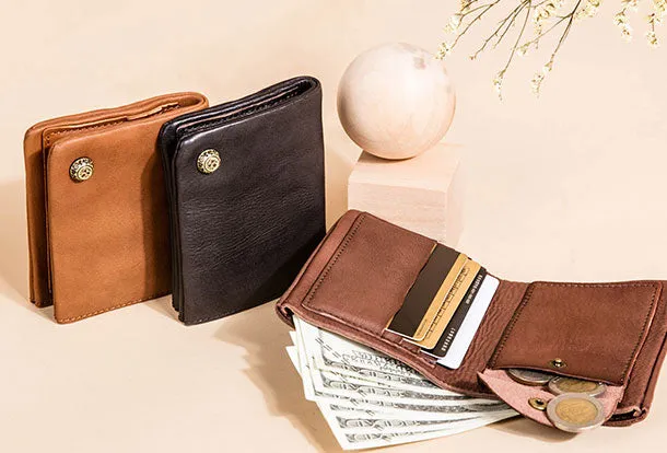 Handmade billfold Leather Wallet Befold Wallet For Men Women