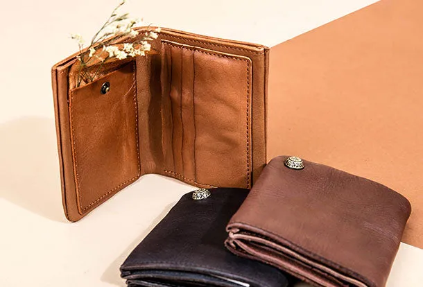 Handmade billfold Leather Wallet Befold Wallet For Men Women