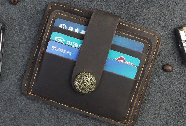 Handmade billfold Leather Wallet Cards Wallet Flowral Leather billfold Wallet For Men Women