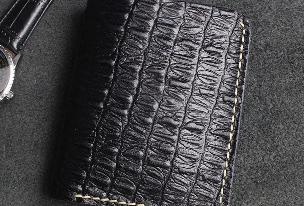 Handmade billfold leather wallet crocodile style leather billfold wallet for men women