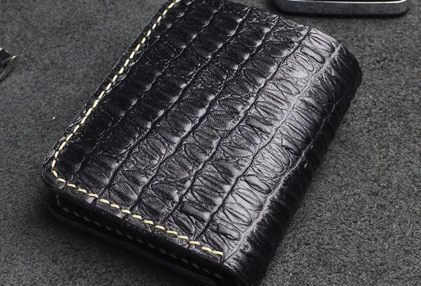Handmade billfold leather wallet crocodile style leather billfold wallet for men women