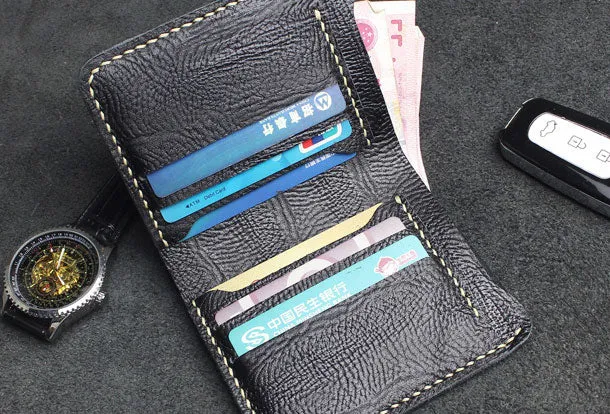 Handmade billfold leather wallet crocodile style leather billfold wallet for men women