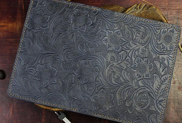 Handmade billfold Leather Wallet Floral Leather billfold Passport Wallet Purse For Men Women