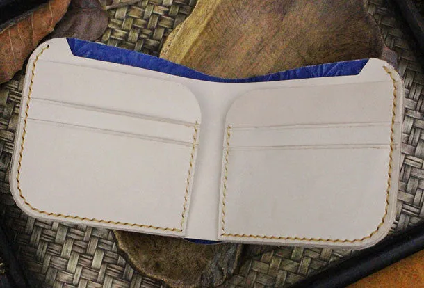 Handmade billfold leather wallet floral leather billfold wallet for men women