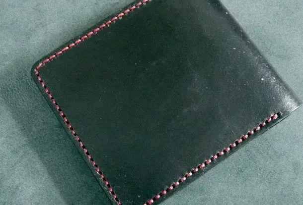 Handmade billfold leather wallet men Crow carved leather billfold wallet for men him