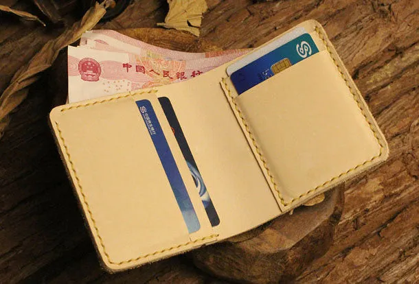 Handmade billfold leather wallet purse leather billfold wallet for men women