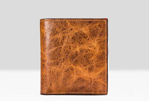 Handmade billfold wallet leather men zip multi cards vintage wallet for men