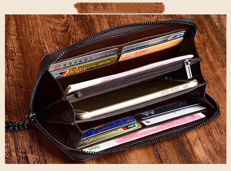 Handmade Black Leather Wristlet Wallet Womens Floral Zip Around Wallets Flowers Ladies Zipper Clutch Wallet for Women