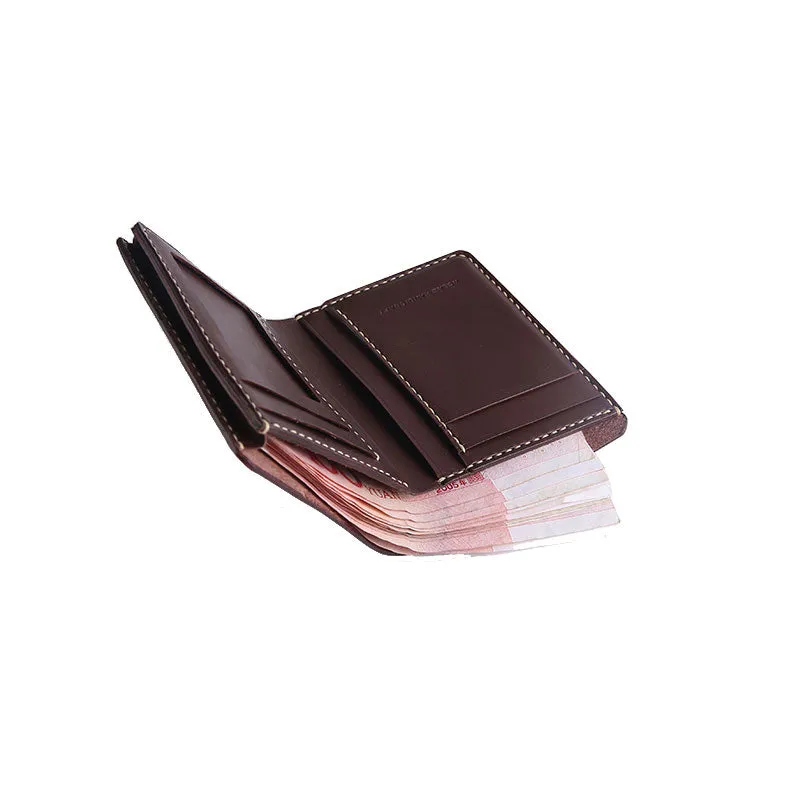 Handmade Cool Leather Mens Bifold Small Wallets billfold Wallet for Men